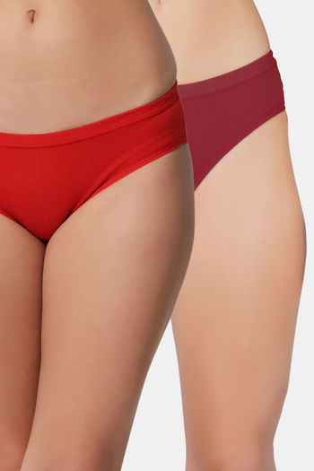 Buy Bleeding Heart Medium Rise Full Coverage Bikini Panty (Pack of 2) - Multicolor